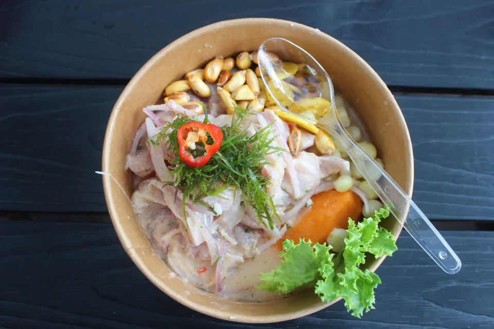 Example photo: Fish ceviche with onion and corn